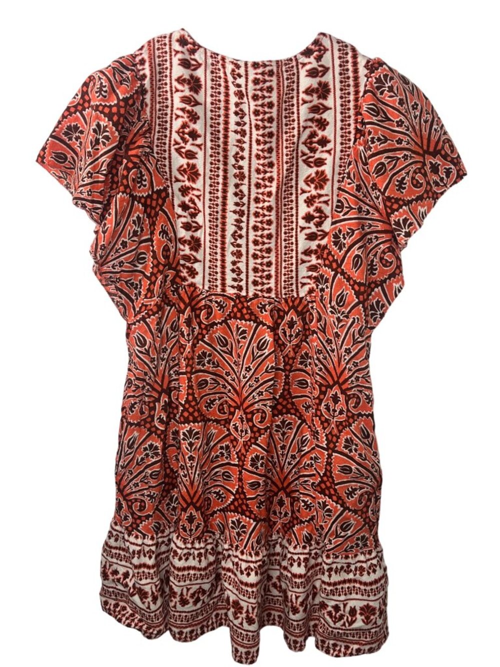 Knox Rose Dress XS Babydoll Boho Mini Rust Print - Picture 2 of 9